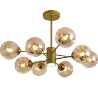 Wmmner D Glass Bubble Cluster Sputnik Plafonnier Avec Projecteur Led Amber Black Ball Mid Century Modern Light Fixture, (L70Cm Gris)/L87 Cm/Ambre
