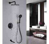 Wmmner Douches de Mélange Poursalles Dens Laiton Noir 10 En Rond Tête de Douche de Pluie Mélangeur Ensemble de Douche Kit-C/B/10 Tum