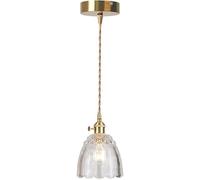 Wmmner E27 Suspension Rétro de Style Scandinave Luminaire Suspendu En Verre En Laiton Transparent Simple Pour Salle À Manger Chambre À Coucher Entrée Chevet B&B Petite Lampe Suspendue Hauteur Réglable