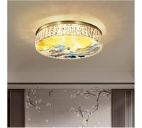 Wmmner Enamel Ceiling Lamp Chinese Style Crystal Hanging Light Stained Glass Classic Study Master Bedroom Ceiling Light,Contemporary Dining Room/Blanc Froid/Dia40Cm-Gold