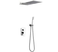 Wmmner Ensemble Combiné de Douche À Mélangeur de Pluie de Luxe Pour Salle Den, Système de Pomme de Douche À Effet Pluie Mural Robinet de Douche En Chrome Poli