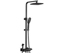 Wmmner Ensemble Combiné de Douche À Mélangeur de Pluie Exposé Noir Ensemble de Robinet de Douche de Salle Den Mural Wipommeau de Douche, Douche À Main, Bec Degnoire, Spray de Bidet, Ensemble de Douche