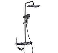 Wmmner Ensemble de Douche À Bijoux, Pommeau de Douche Murale, Lumière Ambiante Colorée, Affichage Led Haute Définition, Collier de Boucles D'Oreilles À Tête de Douche Réglable de 80-115 Cm/Gris/Chaud