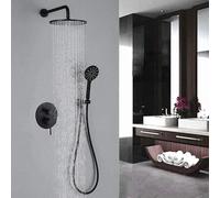 Wmmner Ensemble de Douche Black Mixer Brass 12 in Round Rainfall Douche Power Shower Robinets de Salle Den Mixer-B_12_In/A/10 Tum