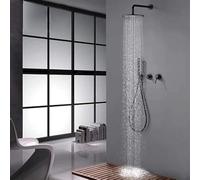 Wmmner Ensemble de Douche Black Mixer Brass 12 in Round Rainfall Douche Power Shower Robinets de Salle Den Mixer-B_12_In/C/8 Tum