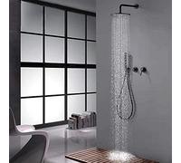 Wmmner Ensemble de Douche Black Mixer Brass 12 in Round Rainfall Douche Power Shower Robinets de Salle Den Mixer-B_12_In/C/8 Tum