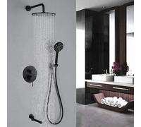 Wmmner Ensemble de Douche Black Mixer Brass 12 in Round Rainfall Douche Power Shower Robinets de Salle Den Mixer-B_12_In/B/8 Tum