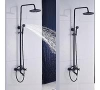 Wmmner Ensemble de Robinets de Douche Muraux Main de Tête de Pluie de 8 Poucesremplisseur Degnoire de Douche Tenue Robinet de Mélange D'Eau Chaude Et Froide-Bronze Frotté À L'Huile B, Laiton Antique E