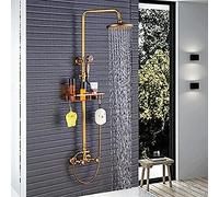 Wmmner Ensemble de Robinets de Douche Muraux Main de Tête de Pluie de 8 Poucesremplisseur Degnoire de Douche Tenue Robinet de Mélange D'Eau Chaude Et Froide-Bronze Frotté À L'Huile B, Laiton Antique E