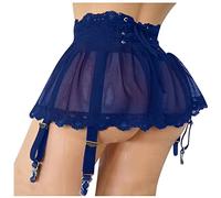 Wmmner Ensembles de Lingerie Pour Femmes Royaume-Uni Sexy Femmes Fishnet Chemise Babydoll Bodysuit Sexy Red Lingerie Set One Piece Romper Ladies Sex Front Cut Out Lace See Through/.Bleu-B/S