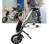 Wmmner Extracteur de Fauteuil Roulant 500W, Kit de Conversion de Fauteuil Roulant Électrique (Cruisingge : 55 Km), 3 Vitesses/Avec Feu Avant + Amortisseur + Trompette, B/A