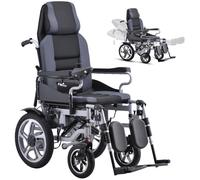 Wmmner Foldable Reclining Travel Electric Wheelchair For Adults And Seniors, All Terrain Intelligent Motorized Power Transport Wheelchair, 16" Rear Wheels,Remote Control Mobility, Support 150Kg