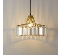 Wmmner French Crystal Bedroom Lamp for Dining Room Light Fixtures over Table 1 Light Length Adjustable Chandelier for Living Room Black/Gold Finish Hanging Lamp/Or/28 * 23Cm