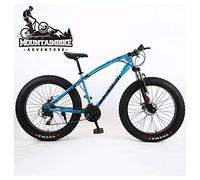 Wmmner Hardtail Mountain Bike 26 Inch With Mechanical Disc Brakes For Men And Women, Fat Tire Adults Mountain Bicycle, High Carbon Steel & Adjustable Seat & Front Suspension,Silver,27 Speed/Bleu 2/7 V