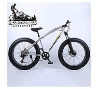 Wmmner Hardtail Mountain Bike 26 Inch With Mechanical Disc Brakes For Men And Women, Fat Tire Adults Mountain Bicycle, High Carbon Steel & Adjustable Seat & Front Suspension,Silver,27 Speed/Argent/24