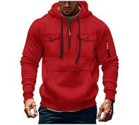 Wmmner Hauts À Capuche Pour Hommes Sweats Cargo Blouse Pull À Fermeture Éclair Quart de Longueur Pull À Capuche Avec Cordon Blouses À Capuche Multi-Poches Vêtements D'Extérieur Vêtements de Sport Vête