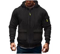 Wmmner Hauts À Capuche Pour Hommes Sweats Cargo Blouse Pull À Fermeture Éclair Quart de Longueur Pull À Capuche Avec Cordon Blouses À Capuche Multi-Poches Vêtements D'Extérieur Vêtements de Sport Vête
