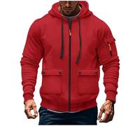 Wmmner Hauts À Capuche Pour Hommes Sweats Cargo Blouse Pull À Fermeture Éclair Quart de Longueur Pull À Capuche Avec Cordon Blouses À Capuche Multi-Poches Vêtements D'Extérieur Vêtements de Sport Vête