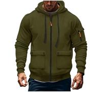 Wmmner Hauts À Capuche Pour Hommes Sweats Cargo Blouse Pull À Fermeture Éclair Quart de Longueur Pull À Capuche Avec Cordon Blouses À Capuche Multi-Poches Vêtements D'Extérieur Vêtements de Sport Vête