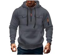 Wmmner Hauts À Capuche Pour Hommes Sweats Cargo Blouse Pull À Fermeture Éclair Quart de Longueur Pull À Capuche Avec Cordon Blouses À Capuche Multi-Poches Vêtements D'Extérieur Vêtements de Sport Vête