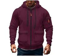 Wmmner Hauts À Capuche Pour Hommes Sweats Cargo Blouse Pull À Fermeture Éclair Quart de Longueur Pull À Capuche Avec Cordon Blouses À Capuche Multi-Poches Vêtements D'Extérieur Vêtements de Sport Vête