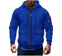 Wmmner Hauts À Capuche Pour Hommes Sweats Cargo Blouse Pull À Fermeture Éclair Quart de Longueur Pull À Capuche Avec Cordon Blouses À Capuche Multi-Poches Vêtements D'Extérieur Vêtements de Sport Vête