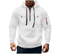 Wmmner Hauts À Capuche Pour Hommes Sweats Cargo Blouse Pull À Fermeture Éclair Quart de Longueur Pull À Capuche Avec Cordon Blouses À Capuche Multi-Poches Vêtements D'Extérieur Vêtements de Sport Vête