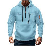 Wmmner Hauts À Capuche Pour Hommes Sweats Cargo Blouse Pull À Fermeture Éclair Quart de Longueur Pull À Capuche Avec Cordon Blouses À Capuche Multi-Poches Vêtements D'Extérieur Vêtements de Sport Vête