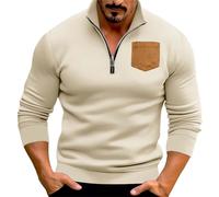 Wmmner Hommes Pulls À Col Montant Et Fermeture Éclair Quart Automne Pulls À Col Montant Et Fermeture Éclair Quart Sweatshirts Unis Avec Poche Chemise À Manches Longues/Pull À Fermeture Éclair Quart Be
