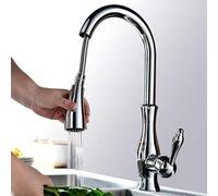 Wmmner Kitchen Sink Faucet For Bar Farmhouse Commercial, Black Brass Vase Type Faucets, Pull Out Tap, Button To Cleaning Mixer Taps(Cromo)