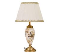 Wmmner Lampe de Table Lampe de Chevet Lampe de Table En Céramique Fleurs Et Oiseaux Peints À La Main En Émail Doré Base En Métal Abat-Jour En Tissu Pour Chambre À Coucher Lampe de Bureau Lampes de Tab