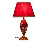 Wmmner Lampe de Table Lampe de Chevet Lampe de Table En Céramique Fleurs Et Oiseaux Peints À La Main En Émail Doré Base En Métal Abat-Jour En Tissu Pour Chambre À Coucher Lampe de Bureau Lampes de Tab