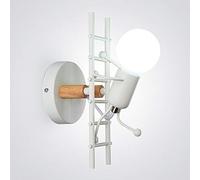Wmmner Lampe Murale D'Intérieur Créative Humanoïde Applique Murale Moderne Lumière Art Déco Fer E27 Base Pour Chambre À Coucher, Enfants Room, Couloir, Restaurant, Escalier, Cuisine, Noir Double The C