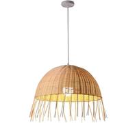 Wmmner Lampe Suspendue En Rotin D'Art À La Main Matériau Naturel Suspension En Rotin Tissé E27 Lampe Suspendue de Style Japonais V-Intage Avec Cordon Réglable Pour Salle À Manger À Manger Chambre Ferm