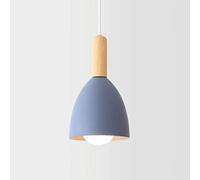 Wmmner Lampe Suspendue Scandinave Simplicité Lustre En Métal Restaurant Suspensions Élégantes Poignée En Bois Luminaire de Plafond Créatif Pour Cuisine, Chambre, Salon Rustique/Bleu