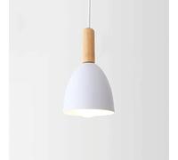 Wmmner Lampe Suspendue Scandinave Simplicité Lustre En Métal Restaurant Suspensions Élégantes Poignée En Bois Luminaire de Plafond Créatif Pour Cuisine, Chambre, Salon Rustique/Blanc