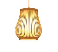 Wmmner Lampe Suspendue Tissée En Bambou Naturel Et Rotin Lanterne Vintage En Bois Plafonnier En Osier Lustre En Placage Décappareils D'Éclairage Oratifs Café de Style Rustique Salon de Thé Bar Salle À