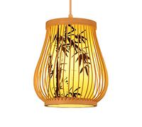 Wmmner Lampe Suspendue Tissée En Bambou Naturel Et Rotin Lanterne Vintage En Bois Plafonnier En Osier Lustre En Placage Décappareils D'Éclairage Oratifs Café de Style Rustique Salon de Thé Bar Salle À