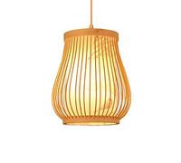 Wmmner Lampe Suspendue Tissée En Bambou Naturel Et Rotin Lanterne Vintage En Bois Plafonnier En Osier Lustre En Placage Décappareils D'Éclairage Oratifs Café de Style Rustique Salon de Thé Bar Salle À