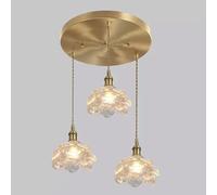Wmmner Lampes Suspendues de Plafond 3 Lumière Verre de Lait Longue Grappe Fleur de Rose Lighting Pour Stairwell Vintage Modern Pour Salle À Manger Cuisine Île Ferme/Verre Transparent/Cercle