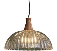 Wmmner Lampes Suspendues Modernes Minimalistes En Verre En Laiton Bois de Noyer Verre Single-Head Chaner Restaurant Bar Décoration de Chevet Lampe Suspendue de Plafond E26 Luminaire Réglable Intérieur
