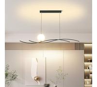 Wmmner Led Black Metal Linear Light, Dimmable Modern Chandelier Wave Line Led Light,Contemporary Dining Room/Une Couleur/100Cm