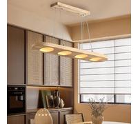 Wmmner Light Led Dining Tablelight Wooden Hanging Lamp Height Adjustable Chandelier Oak Lampdimmable with Remote Control Restaurant Living Room Ceiling Lamp Bar Counter Dining Room 30W/B