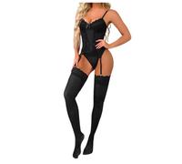 Wmmner Lingerie Sans Entrejambe Pour Wohommes Sexy One Piece Romper Ladies Sex Front Cut Out Lace See Through Lingerie Sets For Women Uk Black Fishnet/Noir #4/Xxl