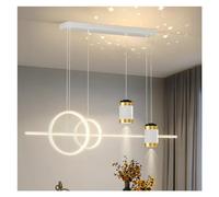 Wmmner Long Led Lights Dimmable Kitchen Dining Room Counter Black White Home Decor Hanging Lamps Fixture Chandelier,Chandelier/Bianco