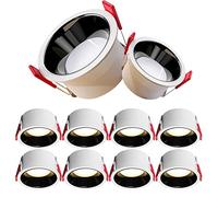 Wmmner Lot de 10 Led Ultra-Mince 5W/7W/10W Plafonnier Encastré En Alumiultra Slim Round Commercial Panel Downlight Spotlights Anti-Glare Home Indoor Lighting Hidden Fixt Defffle Trim/6000K/7W
