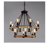 Wmmner Lumière D'Île Industrielle Corde de Chanvre Suspension Lumières Cadre de Corde Décor V-Intage Lustre Plafond Suspension Lumière Café Bar Restaurant/Une Seule Couleur/14 Têtes