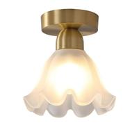 Wmmner Luminaire de Plafonniers de Couloir En Or Vintage, Verre de Fleur Blanche Près Du Plafonnier, Lampe de Plafond Semi-Encastrée, Pour L'Étude Villa Chambre À Coucher Couloir Chambre D'Enfants Hal