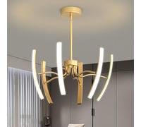 Wmmner Luminaire D'Îlot de Cuisine Linéaire À 6 Lumières Lustre Classiques, Lampe de Cuisine Led Dimmbale, Suspension Spoutnik Dorée Avec Corps de Lampe Rotatif Pour Salle À Manger Cuisine Îlot Chambr