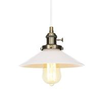 Wmmner Luminaire Suspendu Avec Interrupteur, Éclairage Réglable En Métal Industriel Vintage, Plafonniers Suspendus À Abat-Jour En Verre Blanc Pour Îlot de Cuisine (Noir)/.Bronze
